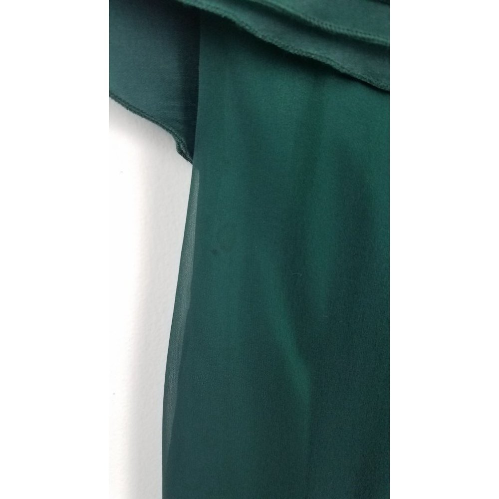 Vintage 80's Becky Bisoulis Sz. 4 Green Off The Shoulder Rose Long Formal Dress - Picture 5 of 11